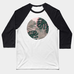 Monstera and Palm Leaves Baseball T-Shirt